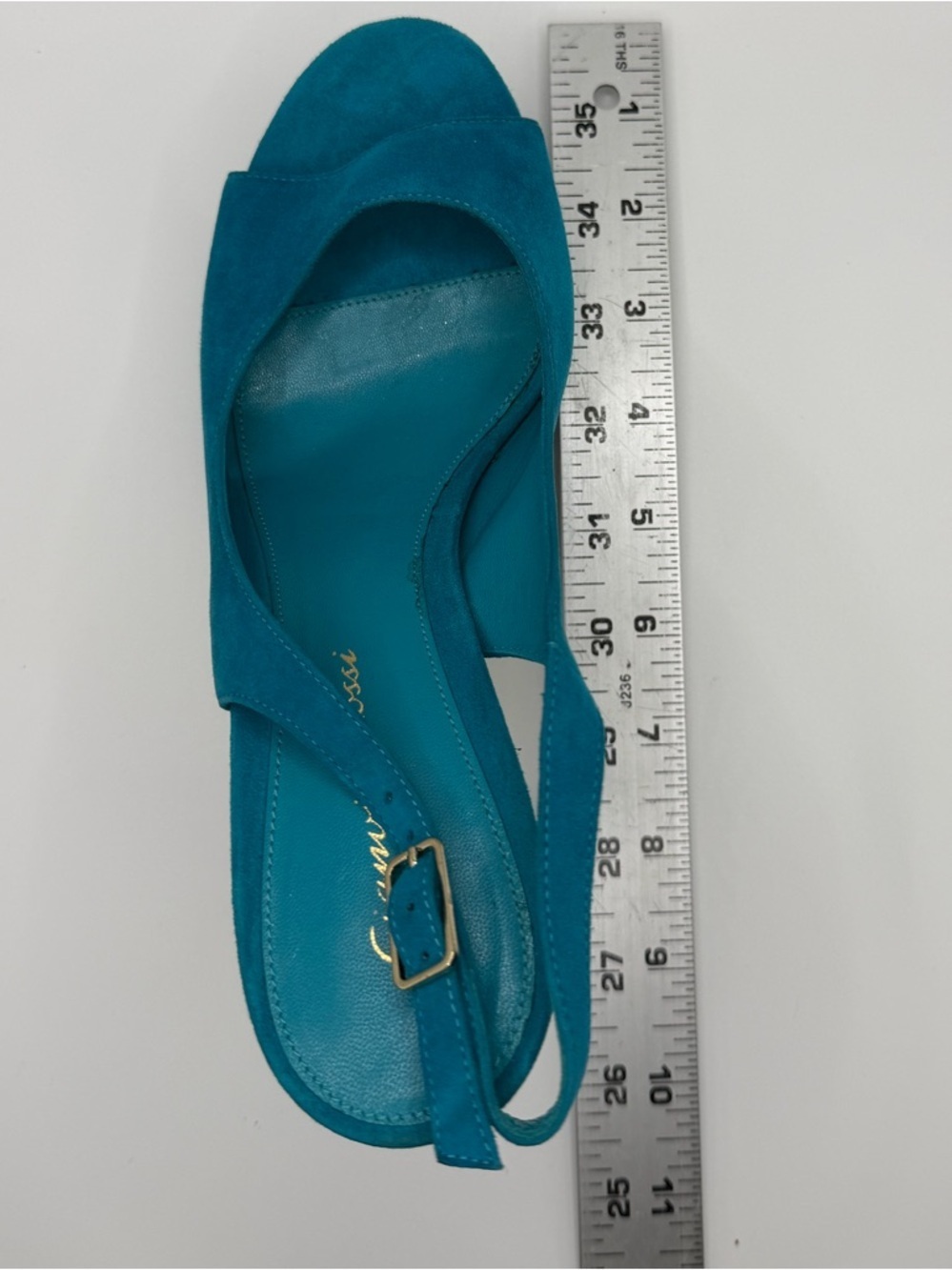 Gianvito Rossi | Teal Suede Platform Slingback | 37 - Picture 12 of 13